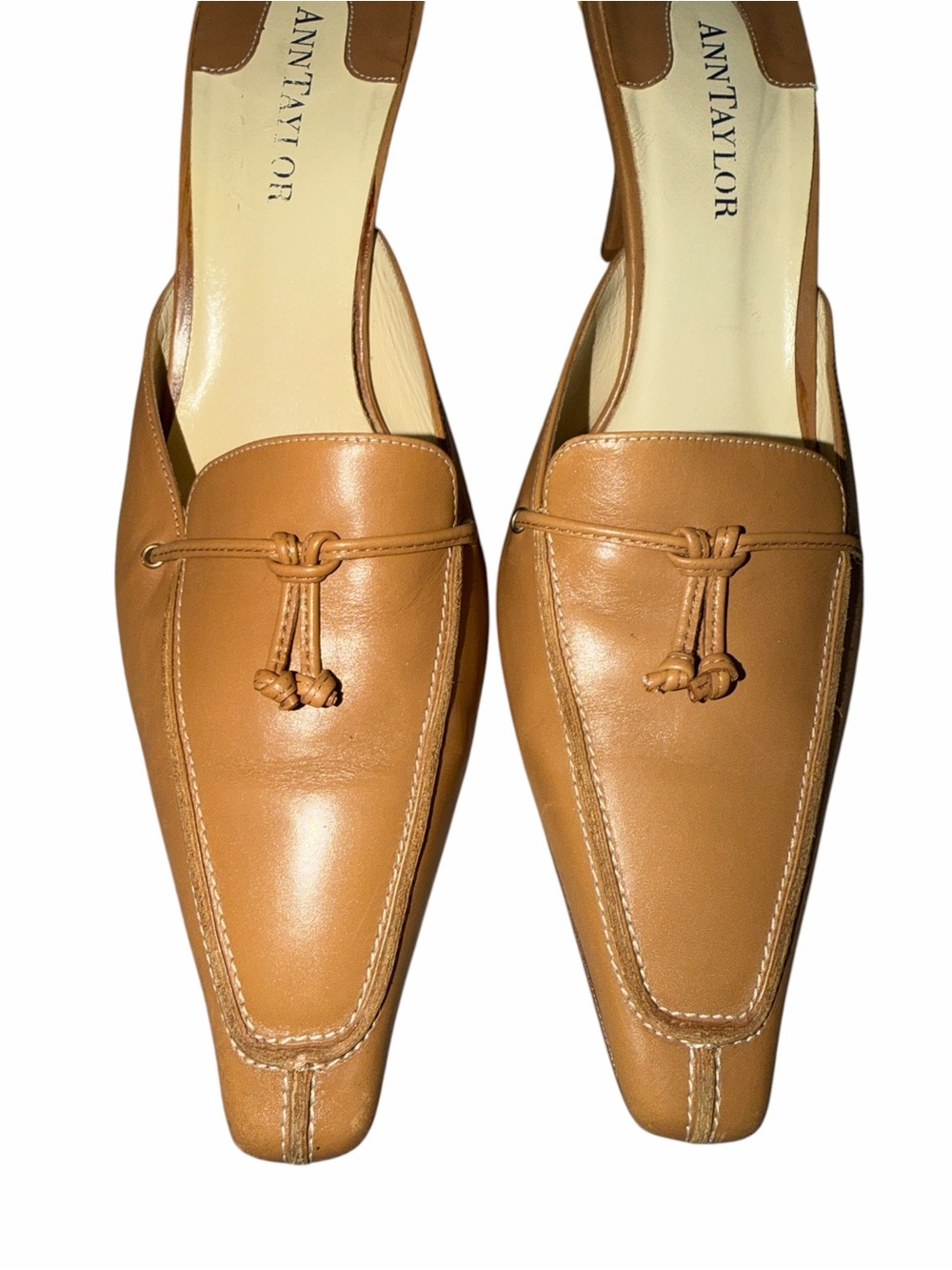 Vintage Ann Taylor Leather Pointy Toe Loafer Kitten Heel Size 10 Y2K - Picture 2 of 7